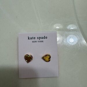 Kate Spade Gold Heart Earrings with Rainbow Accents